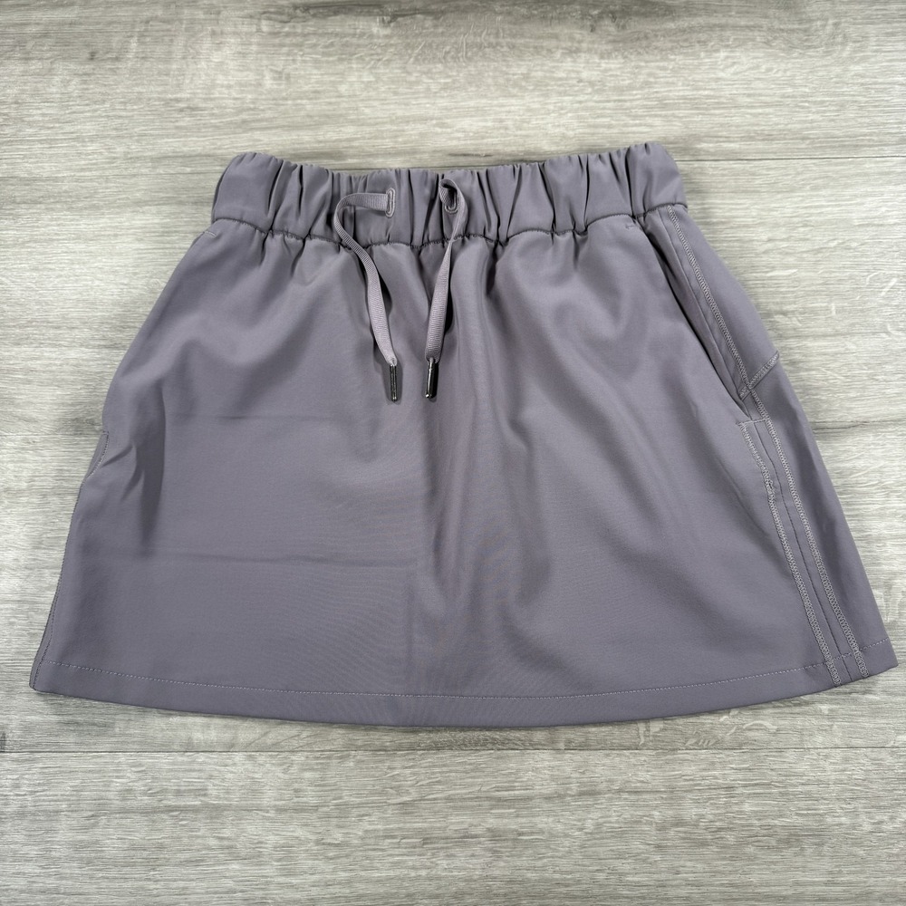 Lululemon Skirt Womens 4 Gray Pull On Athletic Drawstring Pockets Running Gym